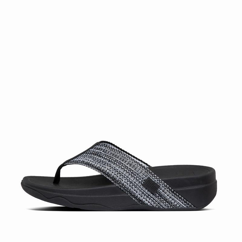 FitFlop Surfa Textile Schwarz - FitFlop Zehentrenner Damen Sale [OIAK-31954]